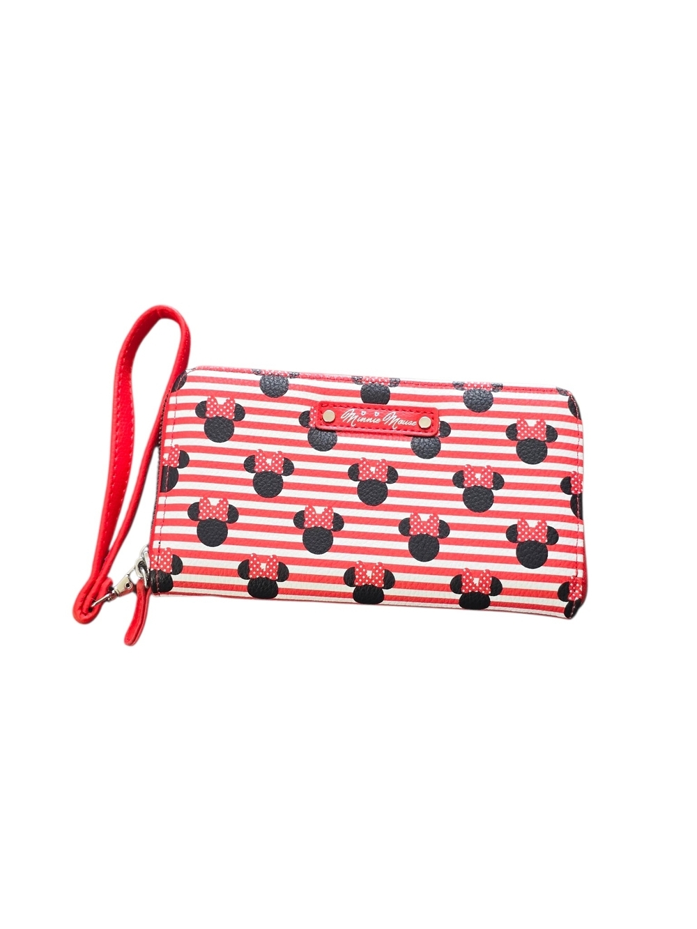 Minnie Mouse Red & White Striped Wristlet Zip Wallet Limited Edition